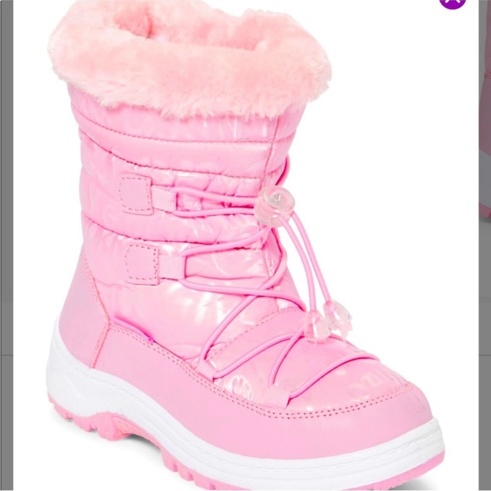 Pink Winter Boots with Faux Fur Trim